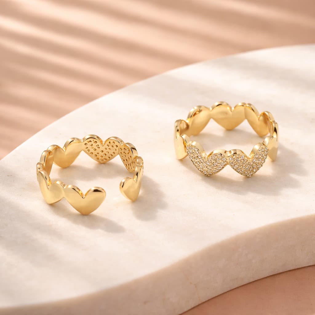 Anillo corazones micro zircón
